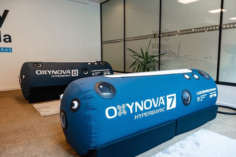 Oxynova oxygen chambers in a wellness showroom